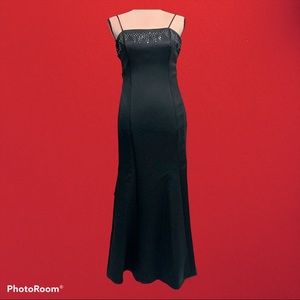 Victory Black Spaghetti Corset Rhinestone Dress